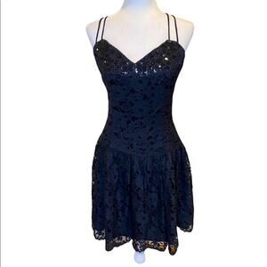 SCOTT‎ MCCLINTOCK Black Lace Strappy Mini Dress Size 10